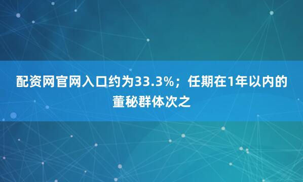 配资网官网入口约为33.3%；任期在1年以内的董秘群体次之
